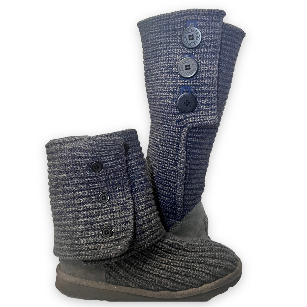UGG Australia Classic 5819 Cardy Blue/Gray Knit Sweater Boots Sz 7 - Picture 6 of 11